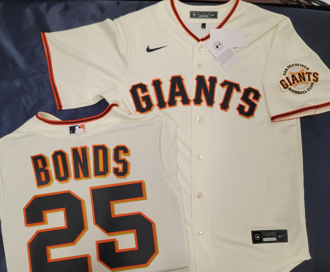 Mens Nike San Francisco Giants BARRY BONDS Baseball JERSEY CREAM