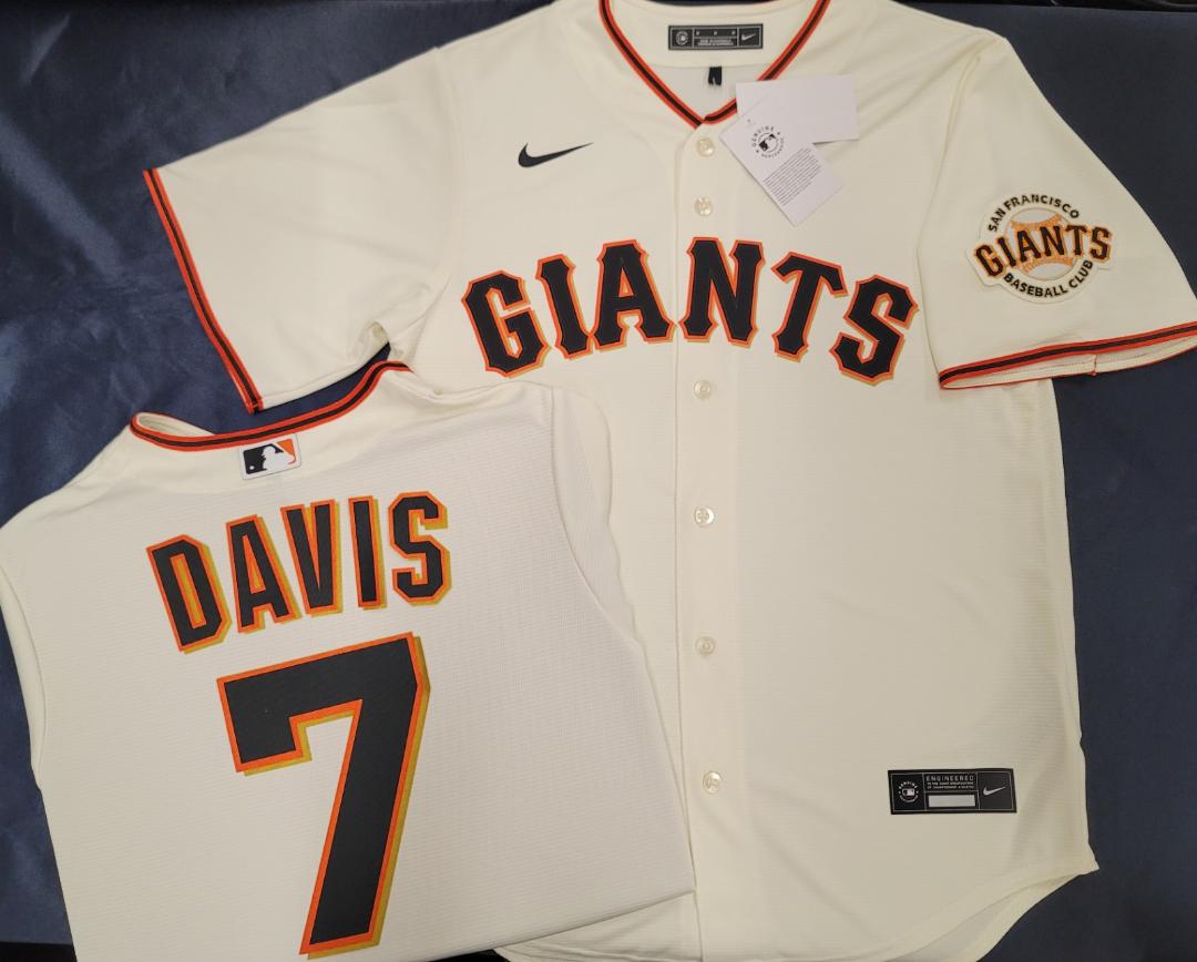 Mens Nike San Francisco Giants JD DAVIS Baseball JERSEY CREAM