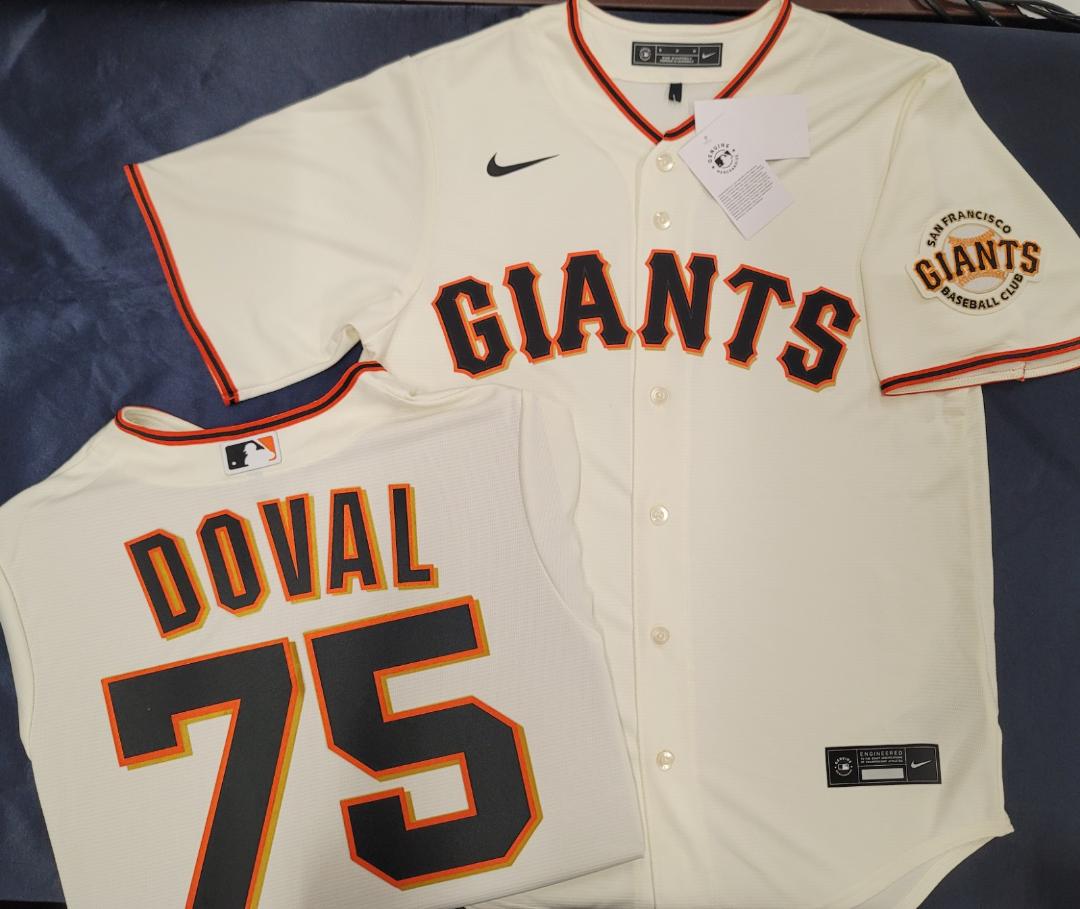 Mens Nike San Francisco Giants CAMILO DOVAL Baseball JERSEY CREAM