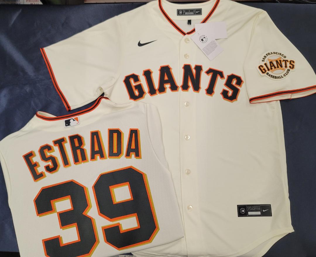 Mens Nike San Francisco Giants THAIRO ESTRADA Baseball JERSEY CREAM