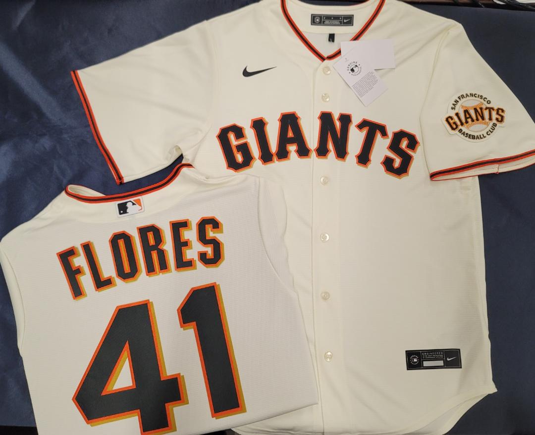 Mens Nike San Francisco Giants WILMER FLORES Baseball JERSEY CREAM