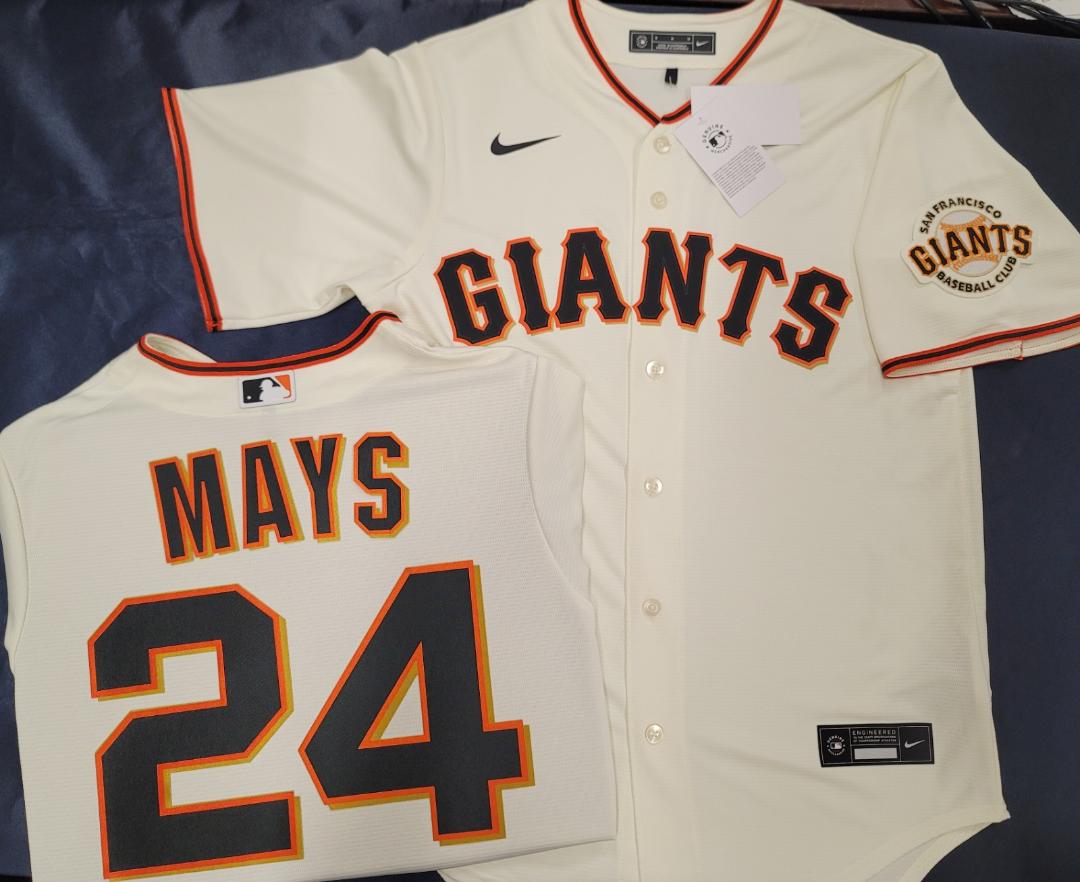 Mens Nike San Francisco Giants WILLIE MAYS Baseball JERSEY CREAM