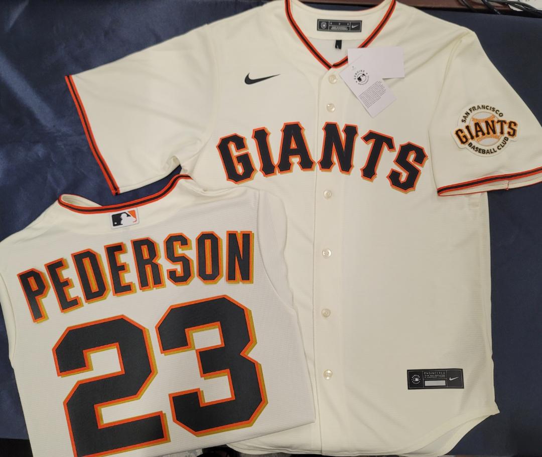 Mens Nike San Francisco Giants JOC PEDERSON Baseball JERSEY CREAM