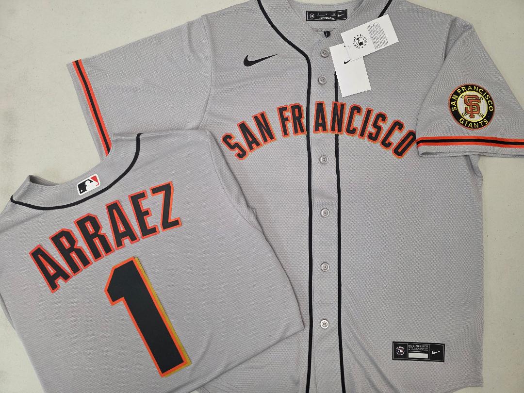 Mens Nike San Francisco Giants LUIS ARRAEZ Baseball JERSEY GRAY