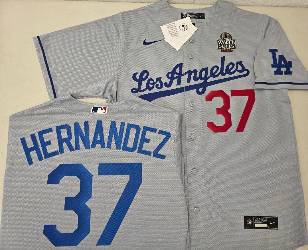 Nike Los Angeles Dodgers TEOSCAR HERNANDEZ 2024 World Series Baseball Jersey GRAY
