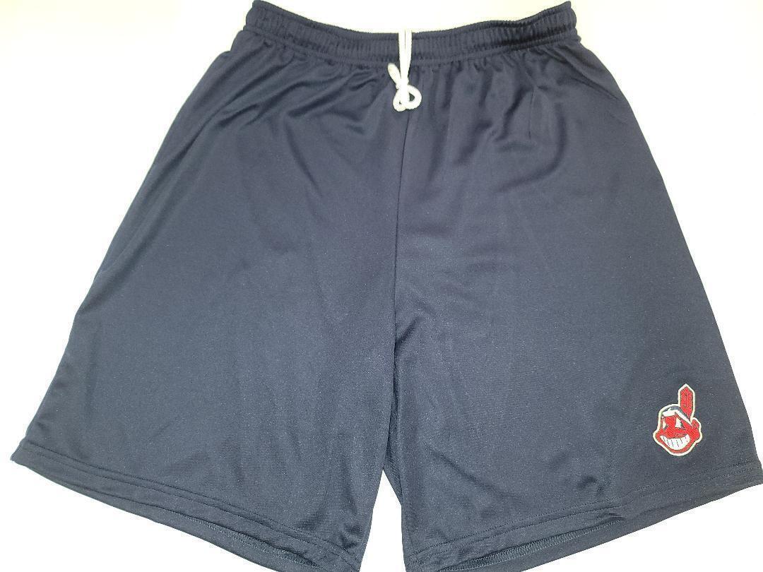 Mens MLB CLEVELAND INDIANS Moisture Wick Dri Fit SHORTS NAVY