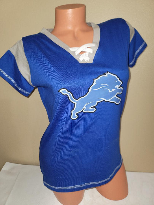 Womens Ladies DETROIT LIONS "Laces" Football Jersey SHIRT ROYAL New