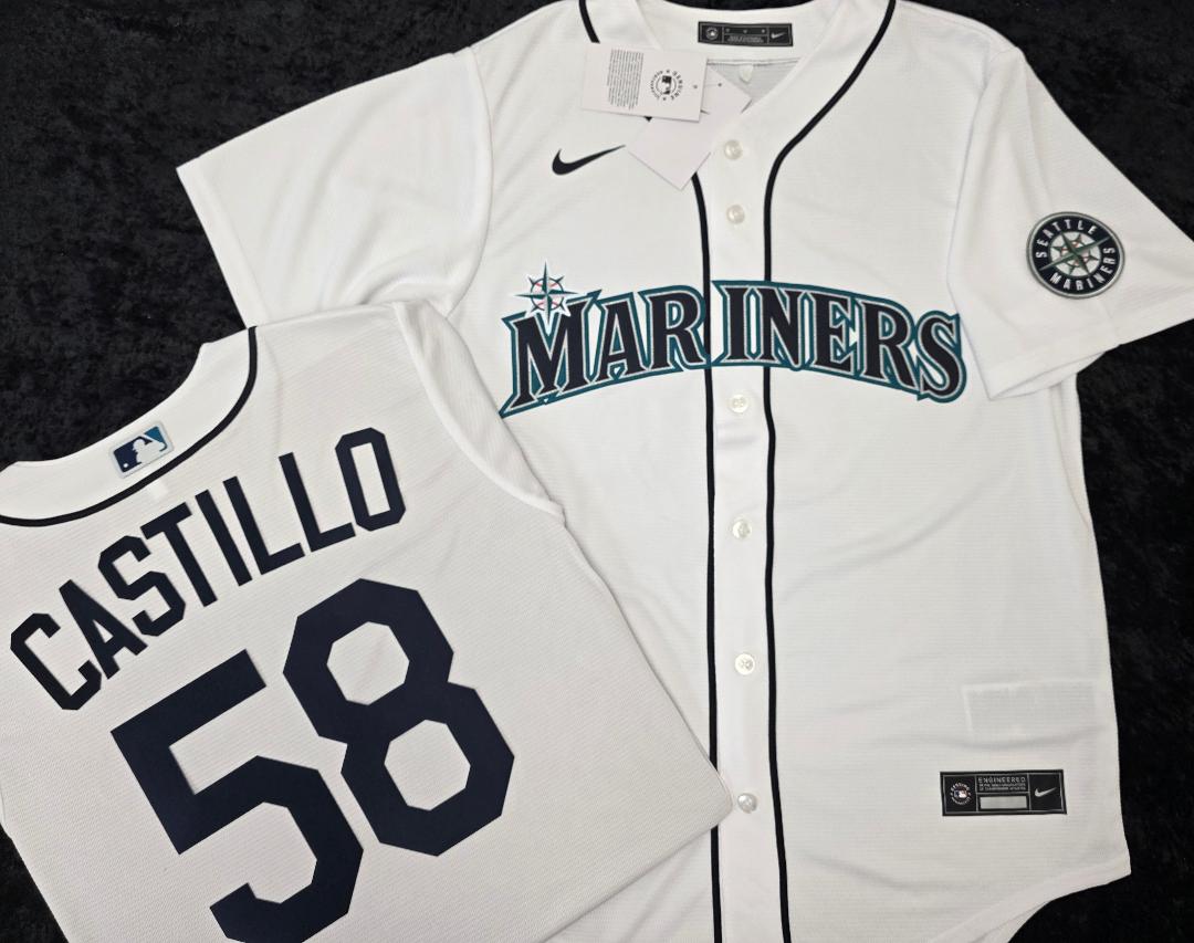 Nike Seattle Mariners LUIS CASTILLO Sewn Baseball Jersey WHITE