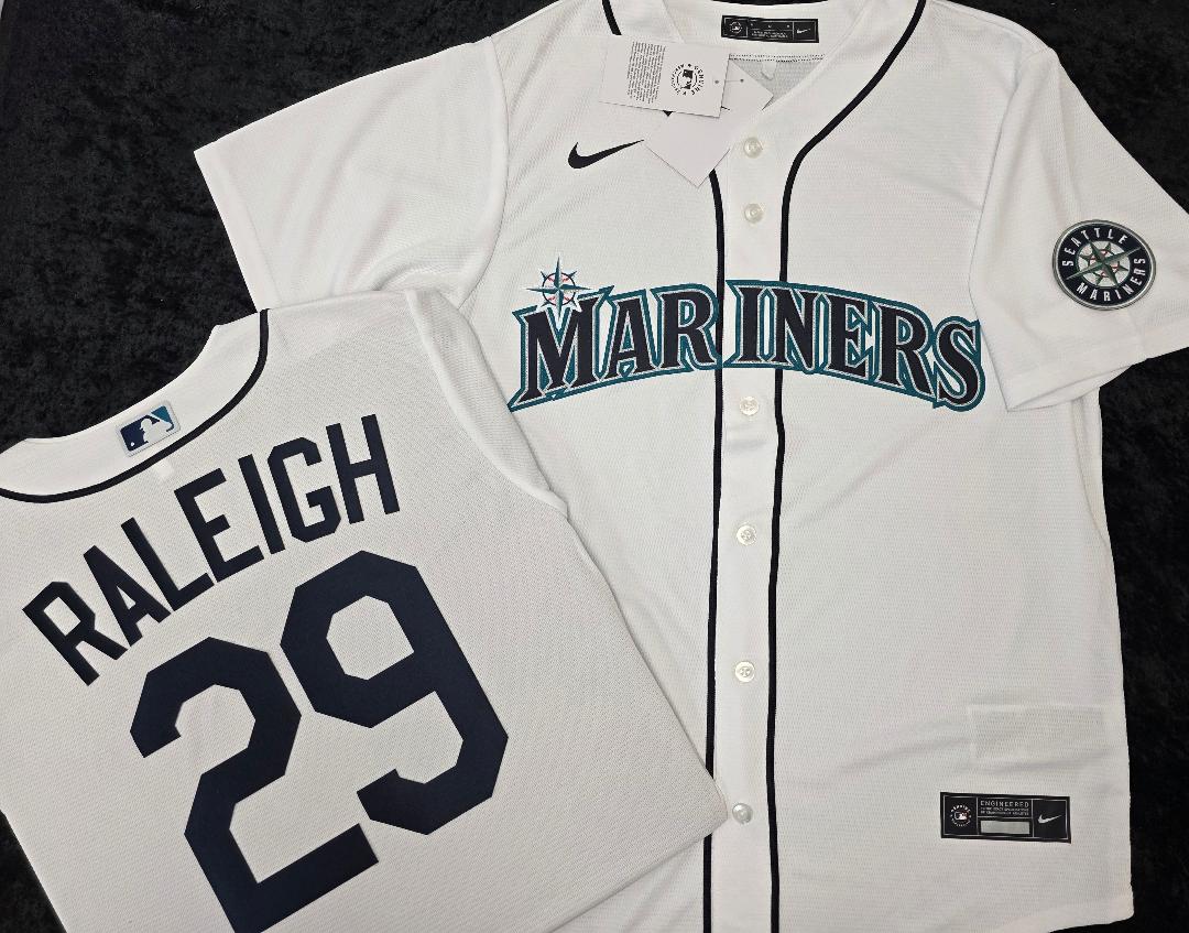 Nike Seattle Mariners CAL RALEIGH Sewn Baseball Jersey WHITE