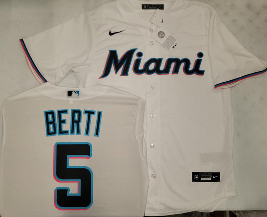 Nike Miami Marlins JON BERTI Sewn Baseball Jersey WHITE