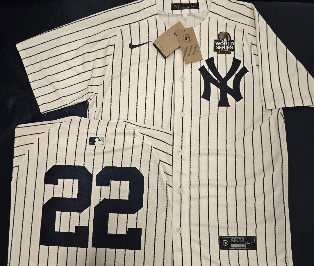 MENS Nike New York Yankees JUAN SOTO 2024 World Series SEWN Baseball JERSEY