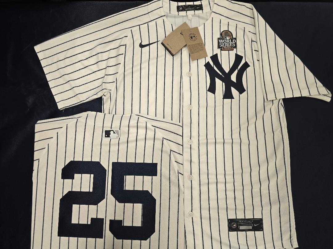 MENS Nike New York Yankees GLEYBER TORRES 2024 World Series SEWN Baseball JERSEY