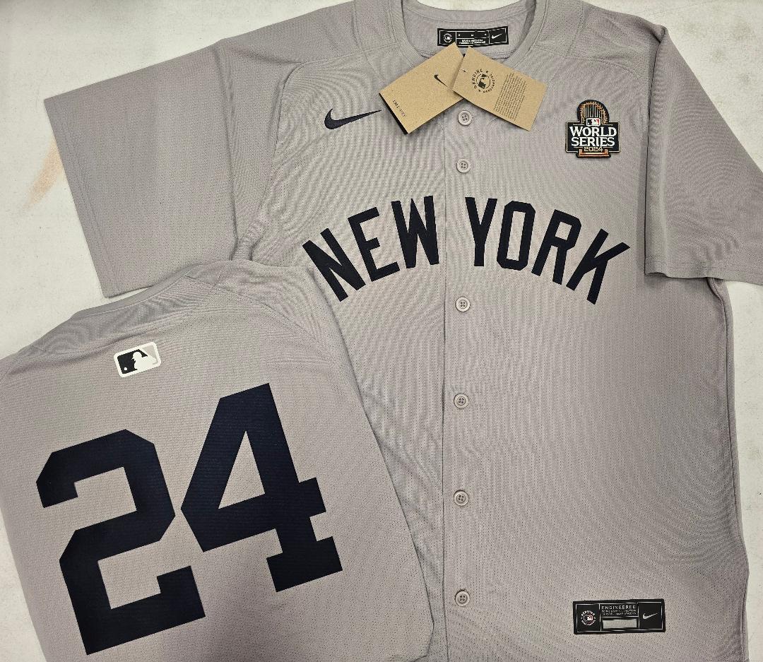 MENS Nike New York Yankees ALEX VERDUGO 2024 World Series SEWN Baseball JERSEY Gray