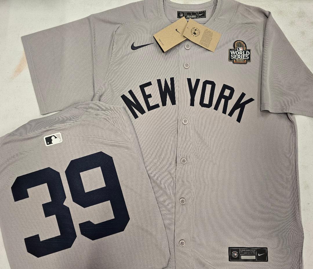 MENS Nike New York Yankees JOSE TREVINO 2024 World Series SEWN Baseball JERSEY Gray
