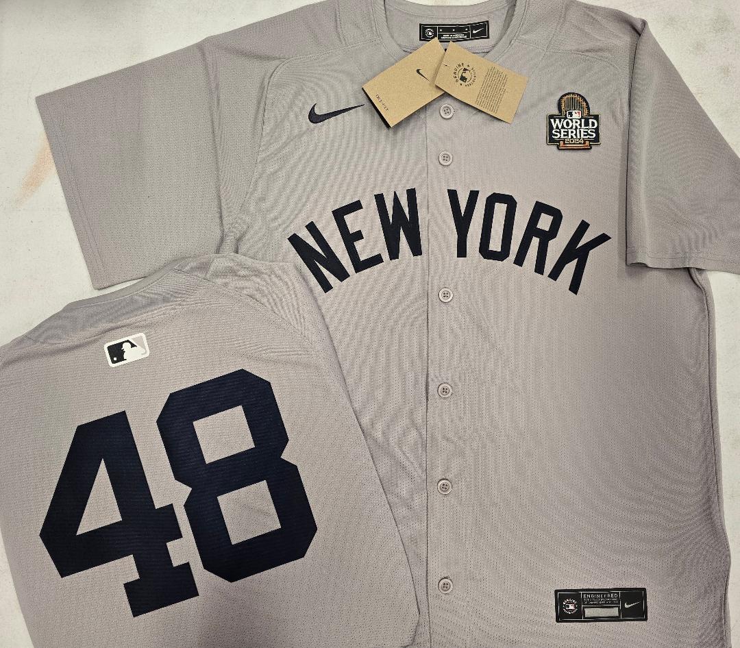 MENS Nike New York Yankees ANTHONY RIZZO 2024 World Series SEWN Baseball JERSEY Gray