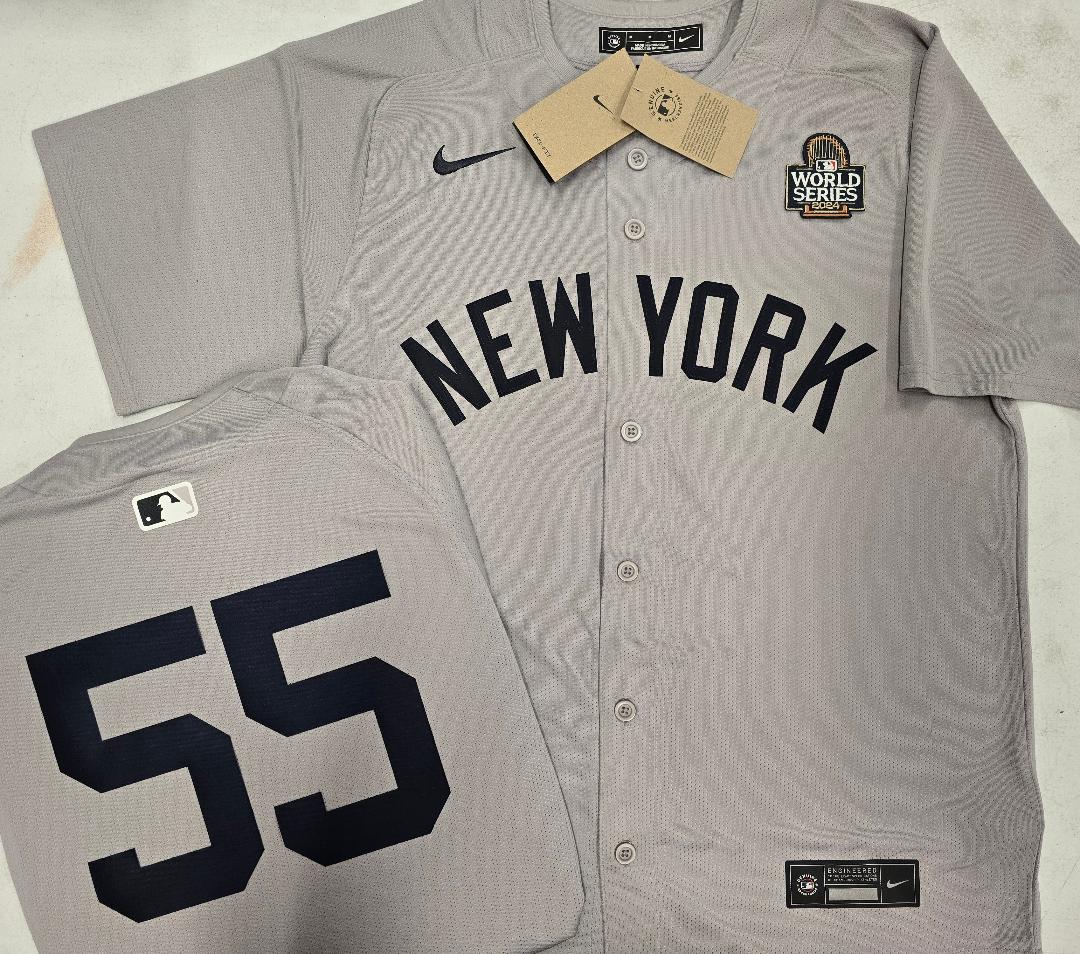 MENS Nike New York Yankees CARLOS RODON 2024 World Series SEWN Baseball JERSEY Gray