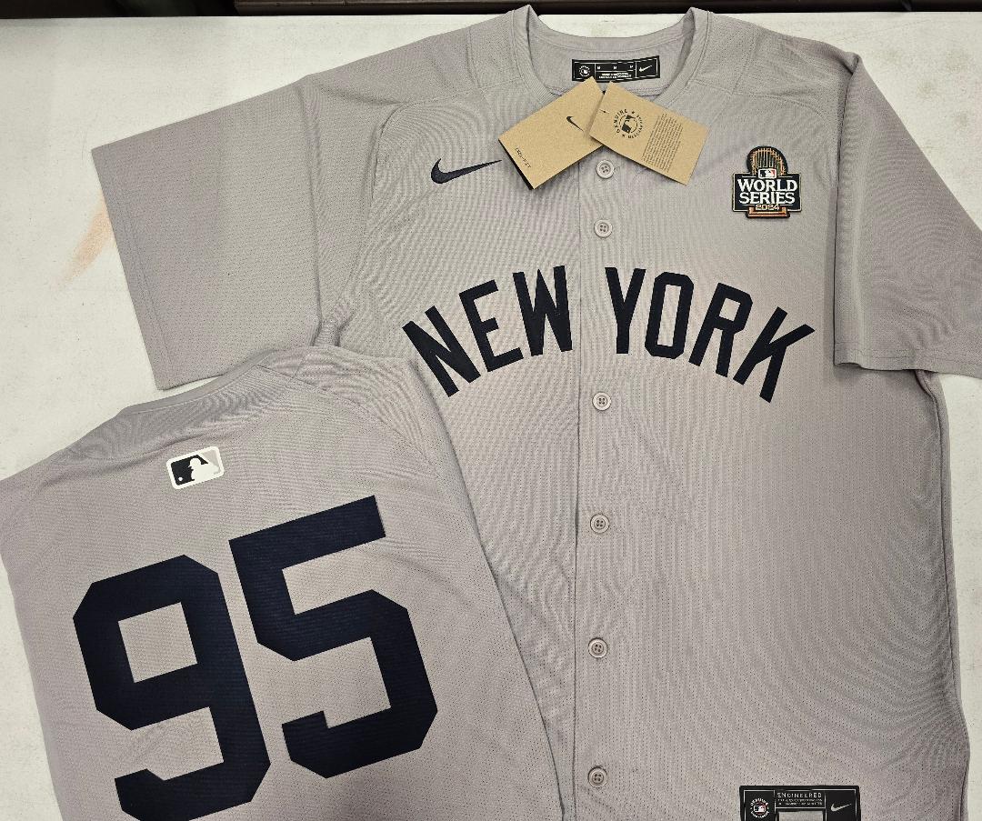 MENS Nike New York Yankees OSWALDO CABRERA 2024 World Series SEWN Baseball JERSEY Gray