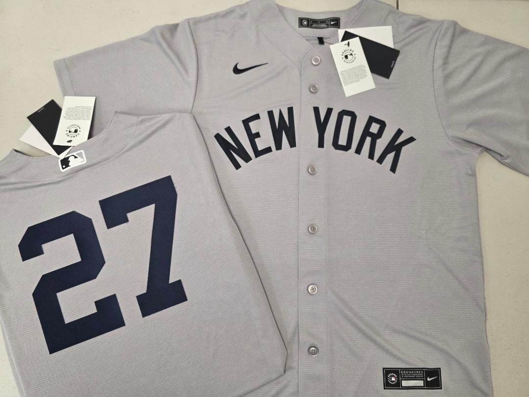 Mens Nike New York Yankees GIANCARLO STANTON Sewn Baseball Jersey GRAY