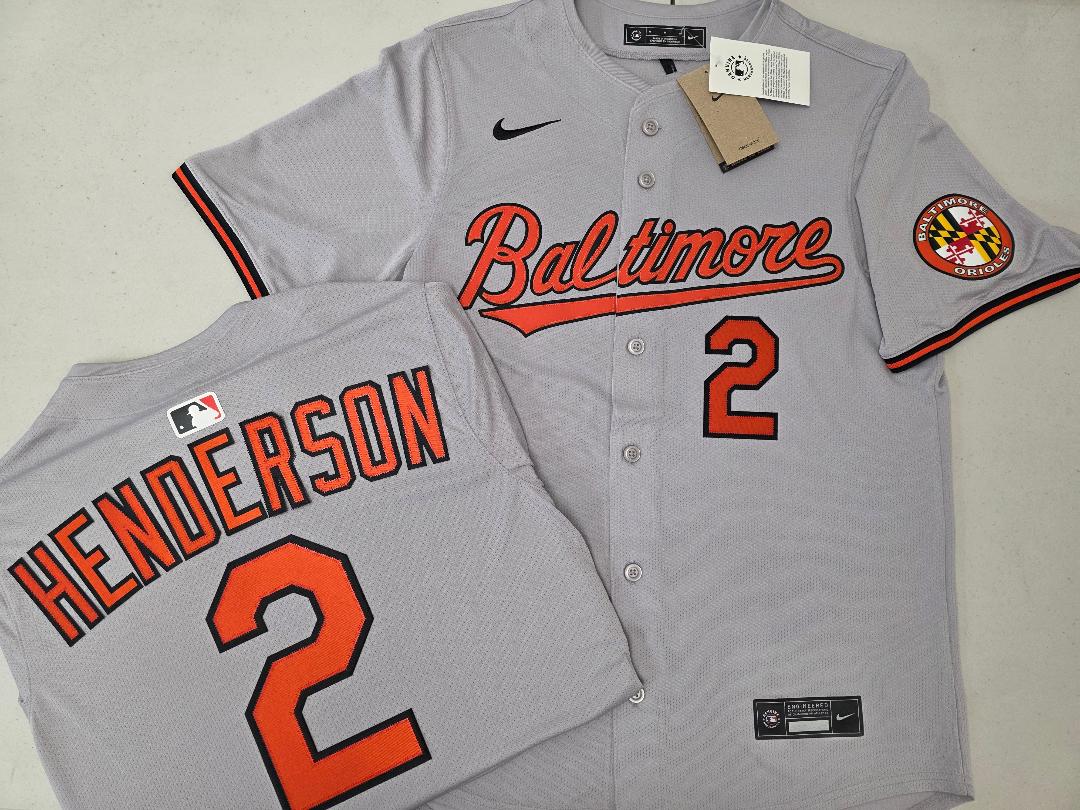 Nike Baltimore Orioles GUNNAR HENDERSON Sewn Baseball Jersey GRAY