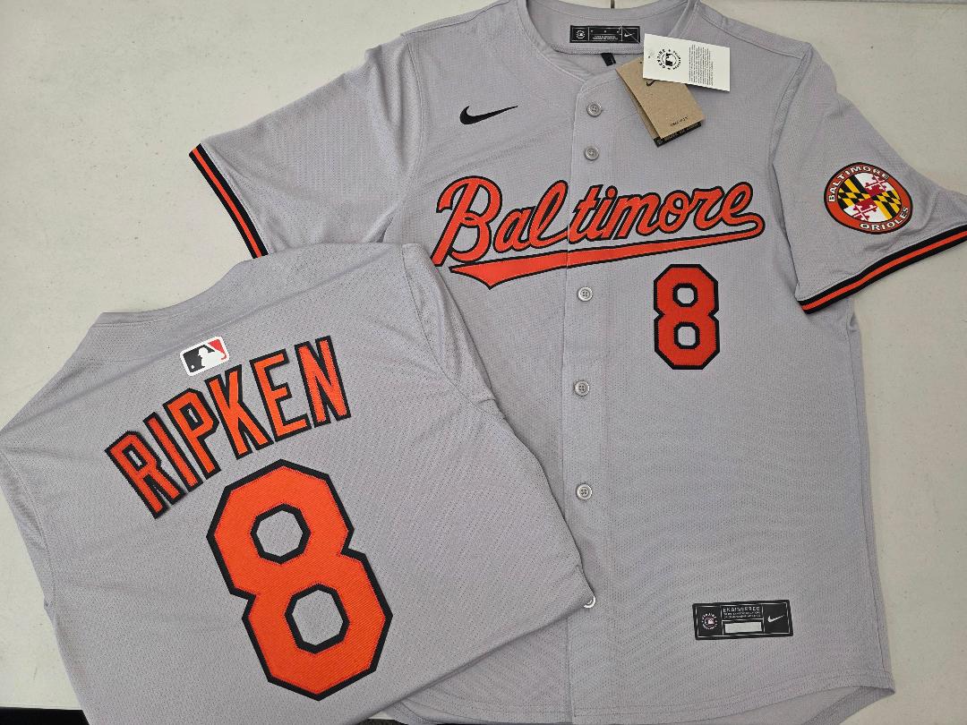 Nike Baltimore Orioles CAL RIPKEN Sewn Baseball Jersey GRAY