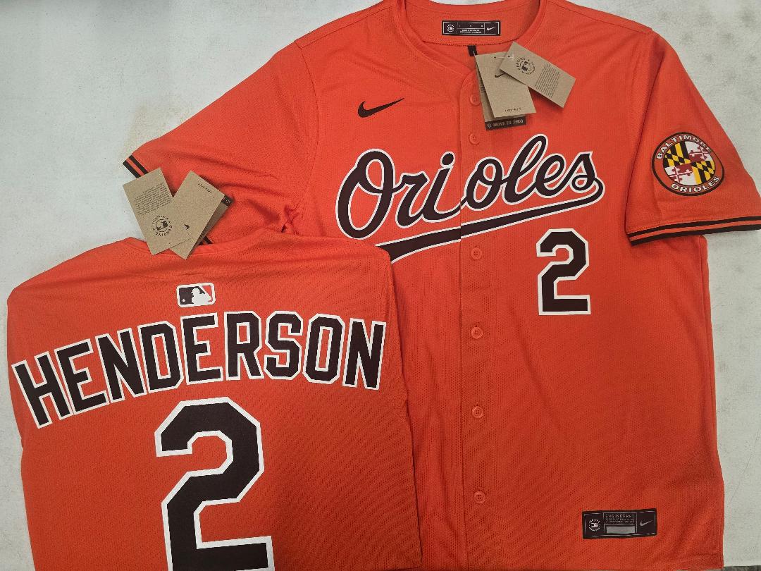 Nike Baltimore Orioles GUNNAR HENDERSON Sewn Baseball Jersey ORANGE