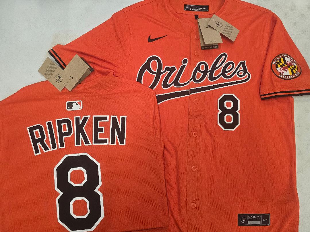 Nike Baltimore Orioles CAL RIPKEN Sewn Baseball Jersey ORANGE
