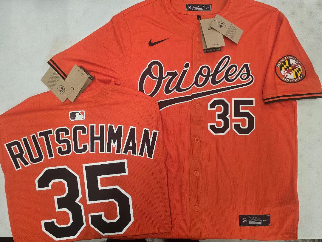 Nike Baltimore Orioles ADLEY RUTSCHMAN Sewn Baseball Jersey ORANGE