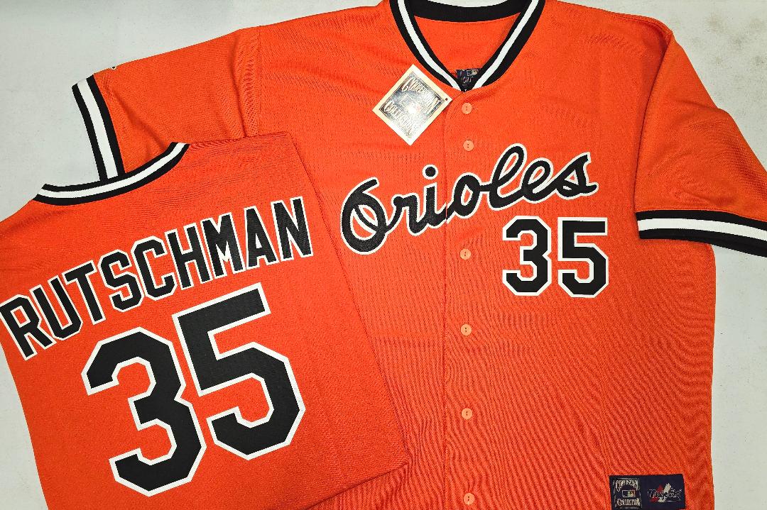 Cooperstown Collection Baltimore Orioles ADLEY RUTSCHMAN Throwback Baseball Jersey ORANGE