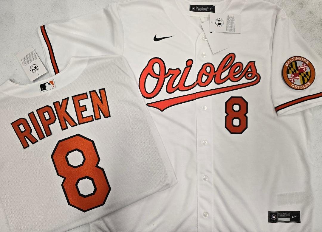 Nike Baltimore Orioles CAL RIPKEN Sewn Baseball Jersey WHITE