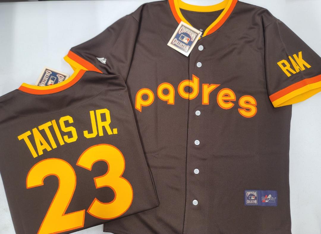 Cooperstown Collection San Diego Padres FERNANDO TATIS JR Sewn THROWBACK Baseball Jersey BROWN