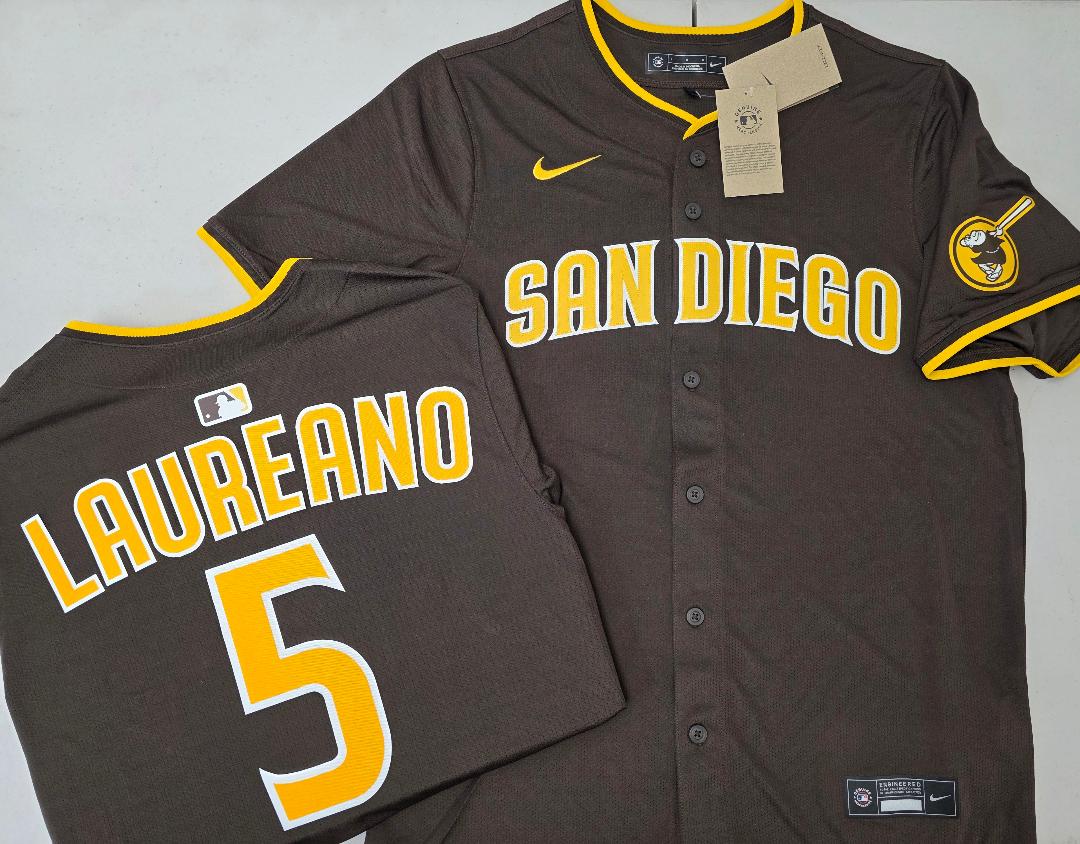 Mens NIKE San Diego Padres RAMON LAUREANO Sewn JERSEY Brown