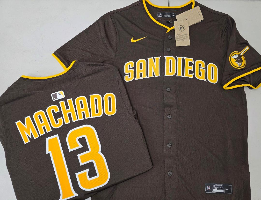 Mens NIKE San Diego Padres MANNY MACHADO Sewn JERSEY Brown