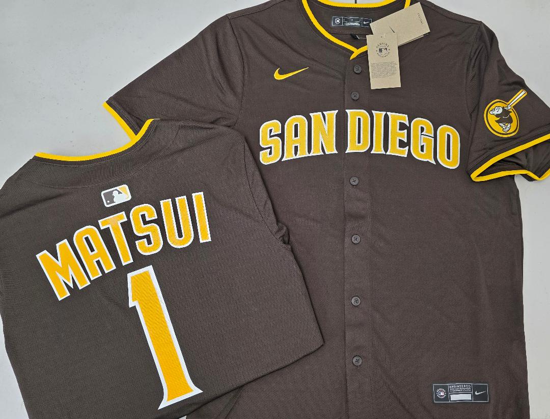 Mens NIKE San Diego Padres YUKI MATSUI Sewn JERSEY Brown