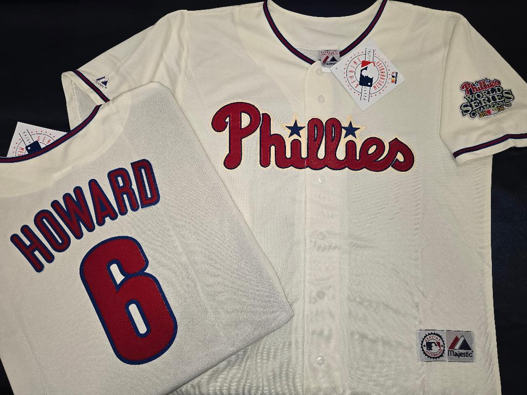 Majestic Philadelphia Phillies RYAN HOWARD 2008 World Series Champions Baseball Jersey IVORY
