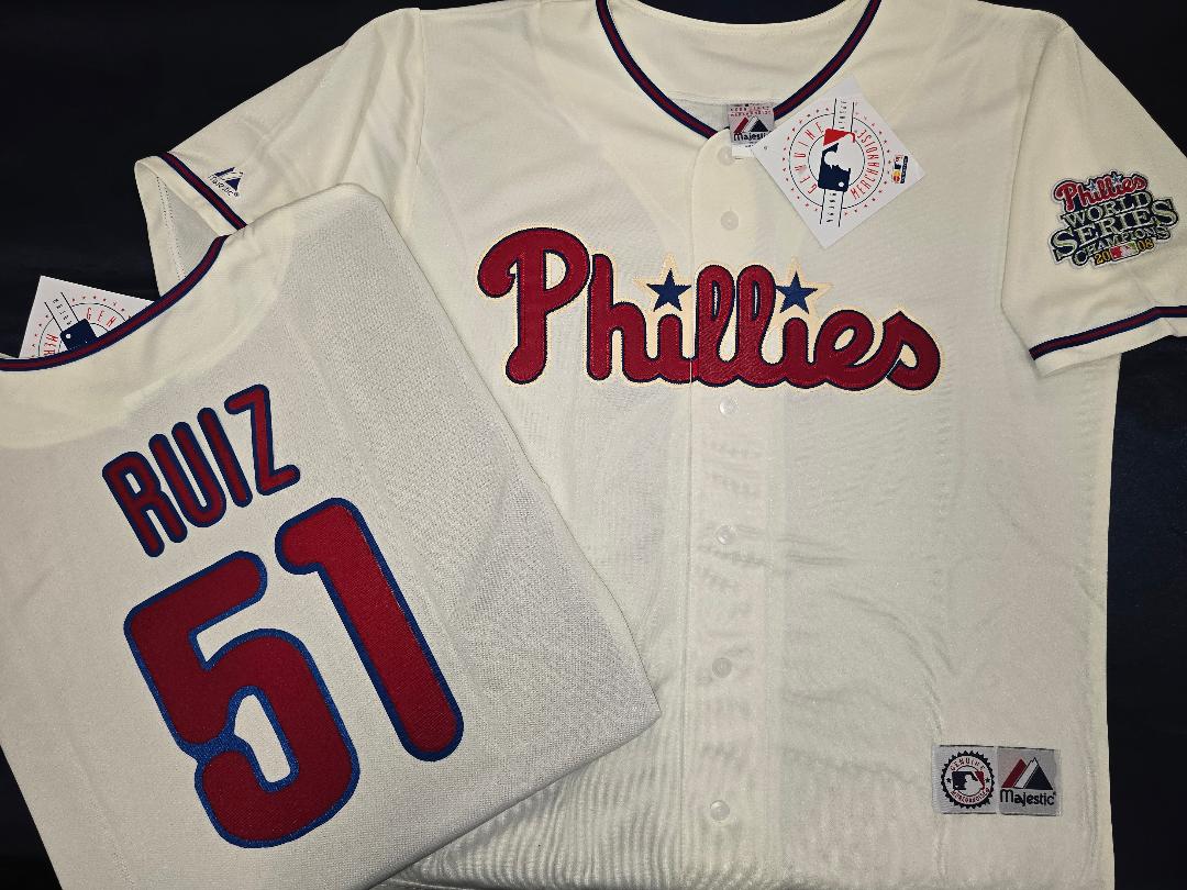 Majestic Philadelphia Phillies CARLOS RUIZ 2008 World Series Champions Baseball Jersey IVORY
