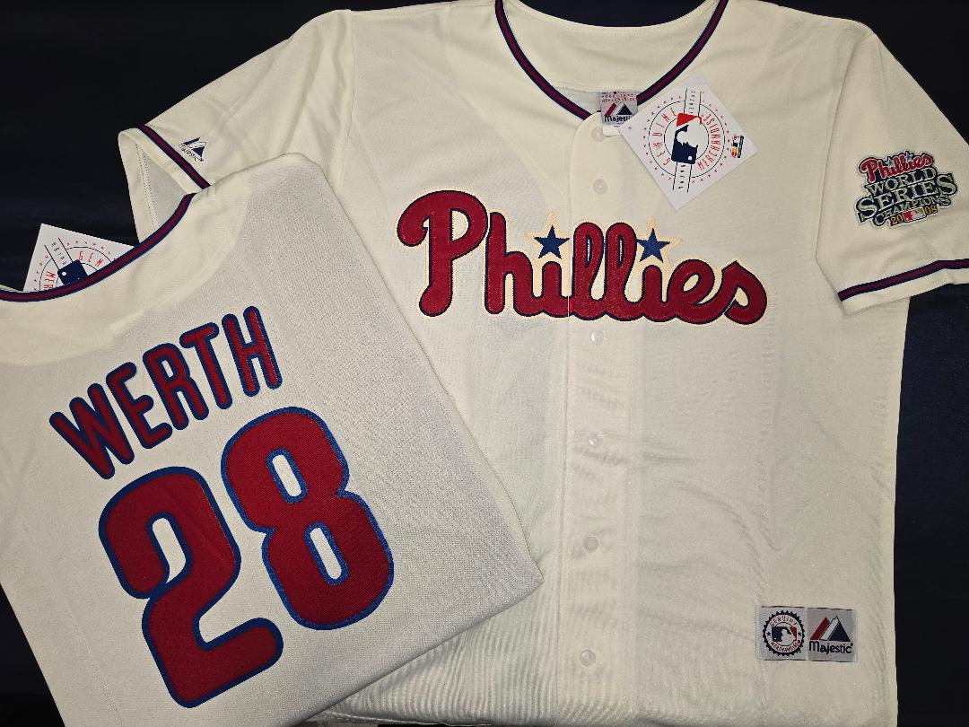 Majestic Philadelphia Phillies JAYSON WERTH 2008 World Series Champions Baseball Jersey IVORY