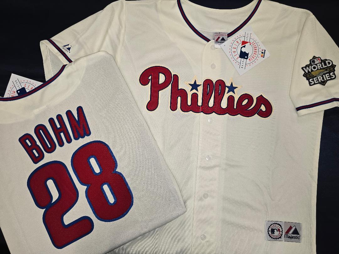 Majestic Philadelphia Phillies ALEC BOHM Sewn 2022 World Series Baseball Jersey IVORY