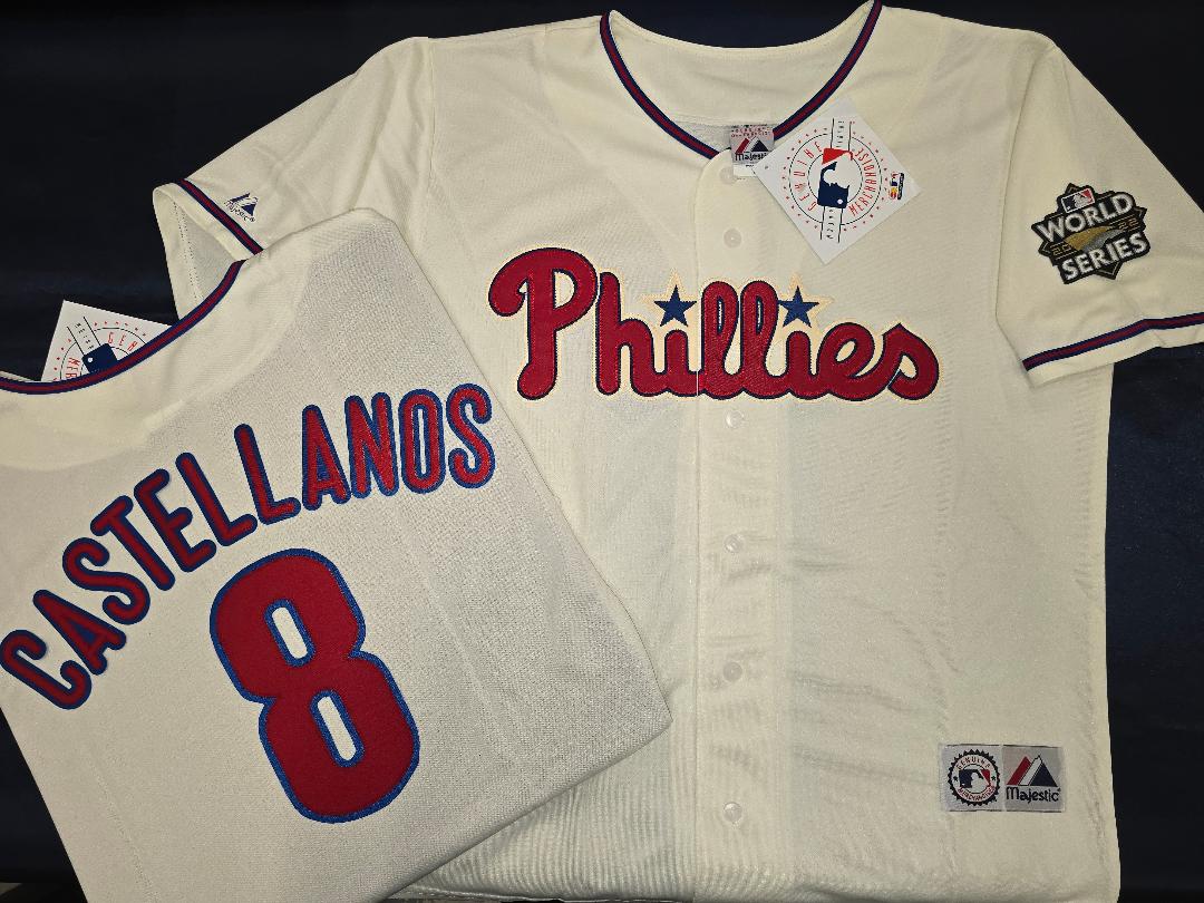 Majestic Philadelphia Phillies NICK CASTELLANOS Sewn 2022 World Series Baseball Jersey IVORY