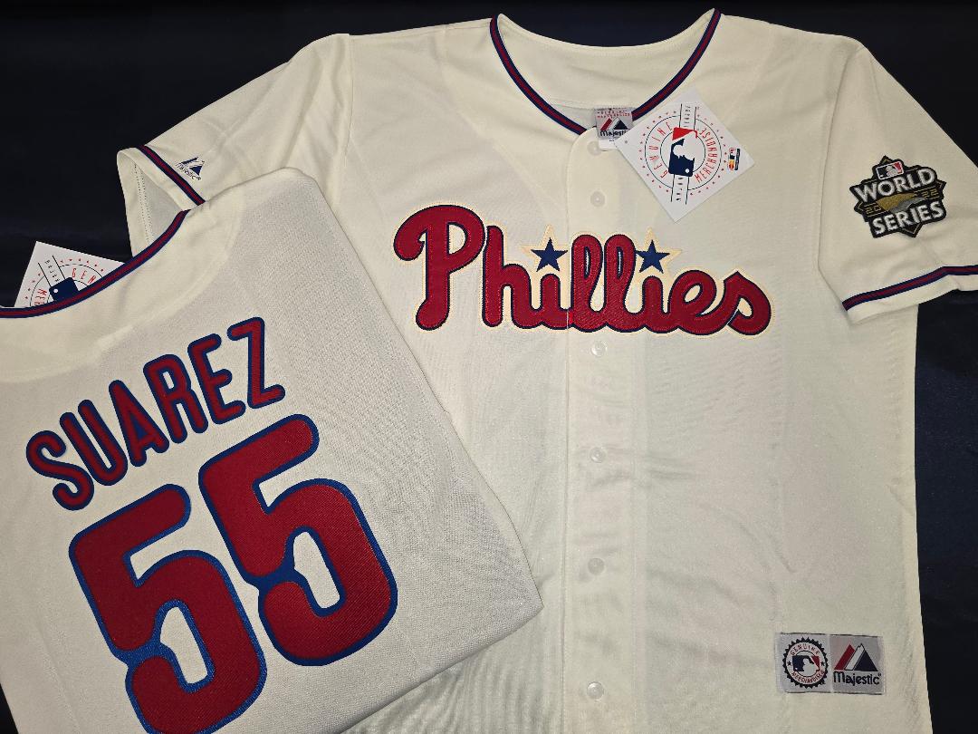 Majestic Philadelphia Phillies RANGER SUAREZ Sewn 2022 World Series Baseball Jersey IVORY
