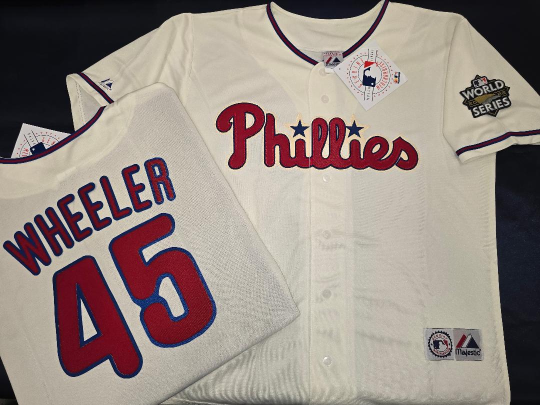 Majestic Philadelphia Phillies ZACK WHEELER Sewn 2022 World Series Baseball Jersey IVORY