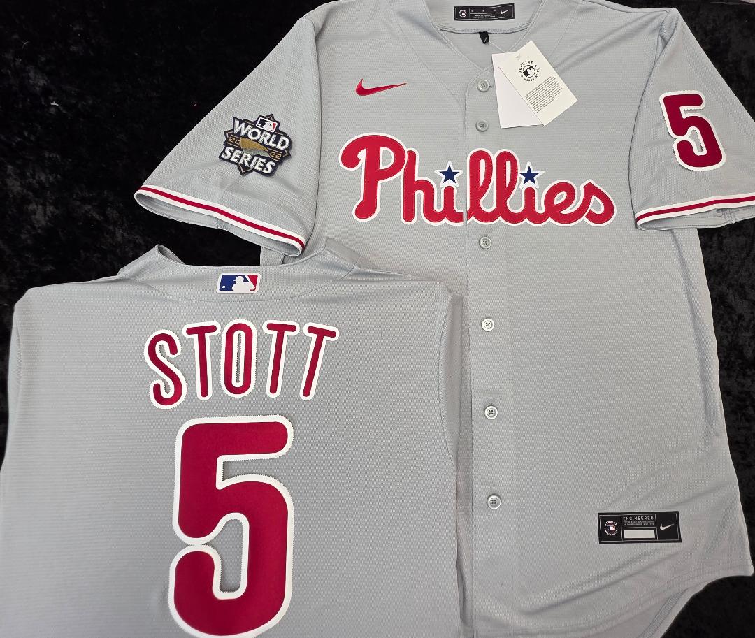 Nike Philadelphia Phillies BRYSON STOTT Sewn 2022 World Series Baseball Jersey GRAY