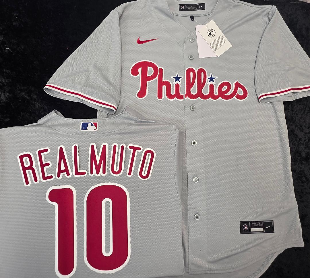 Nike Philadelphia Phillies JT REALMUTO Sewn Baseball Jersey GRAY