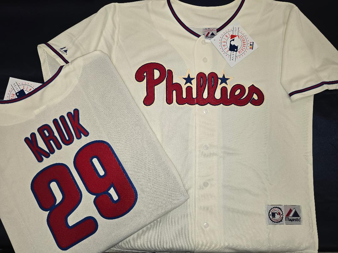 Majestic Philadelphia Phillies JOHN KRUK Baseball Jersey IVORY New