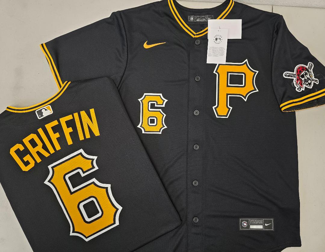 Nike Pittsburgh Pirates KONNOR GRIFFIN Sewn Baseball Jersey BLACK