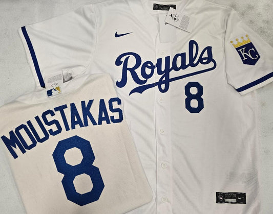 Nike Kansas City Royals MIKE MOUSTAKAS Sewn Baseball Jersey WHITE