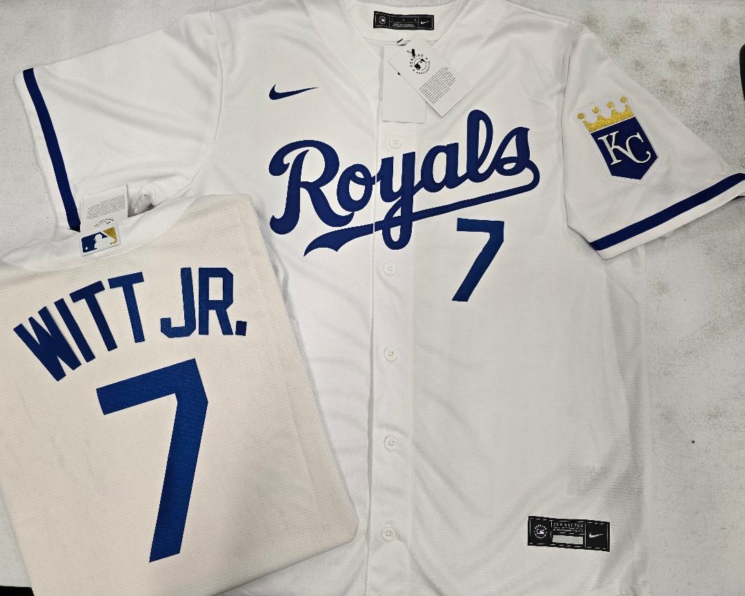 Nike Kansas City Royals BOBBY WITT JR Sewn Baseball Jersey WHITE