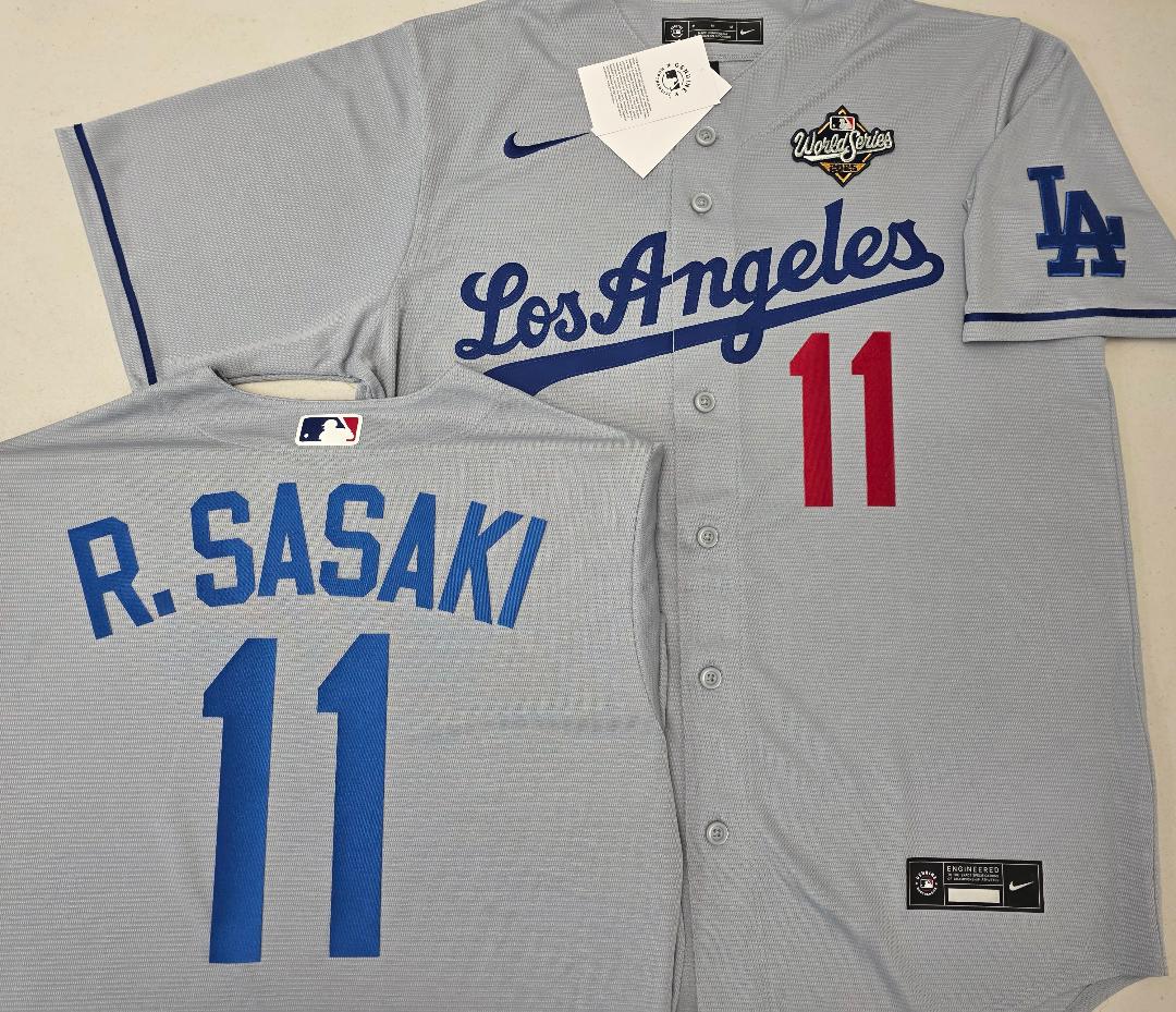 Nike Los Angeles Dodgers ROKI SASAKI 2025 World Series Baseball Jersey GRAY