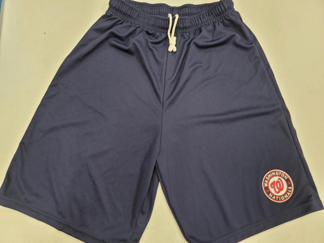 Mens MLB WASHINGTON NATIONALS Moisture Wick Dri Fit Embroidered Logo SHORTS NAVY