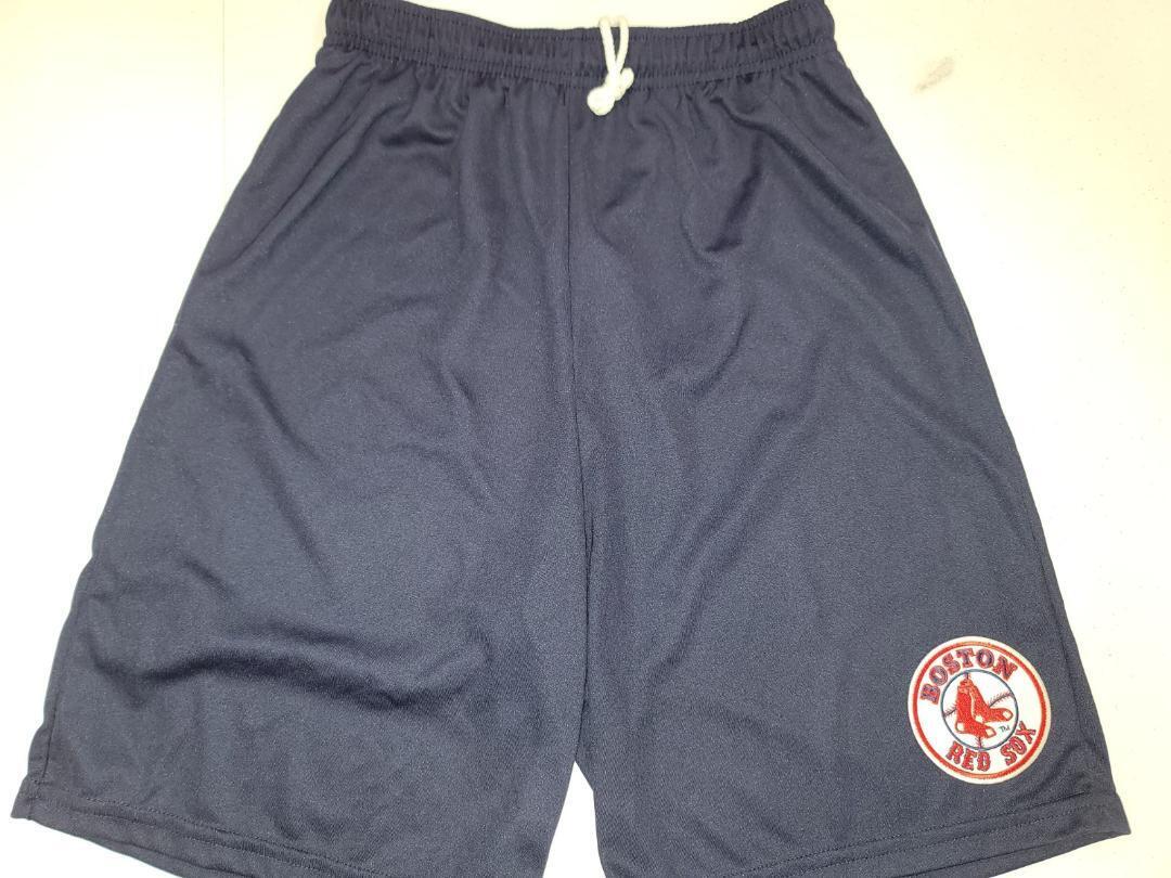 Mens MLB BOSTON RED SOX Moisture Wick Dri Fit SHORTS W/POCKETS NAVY