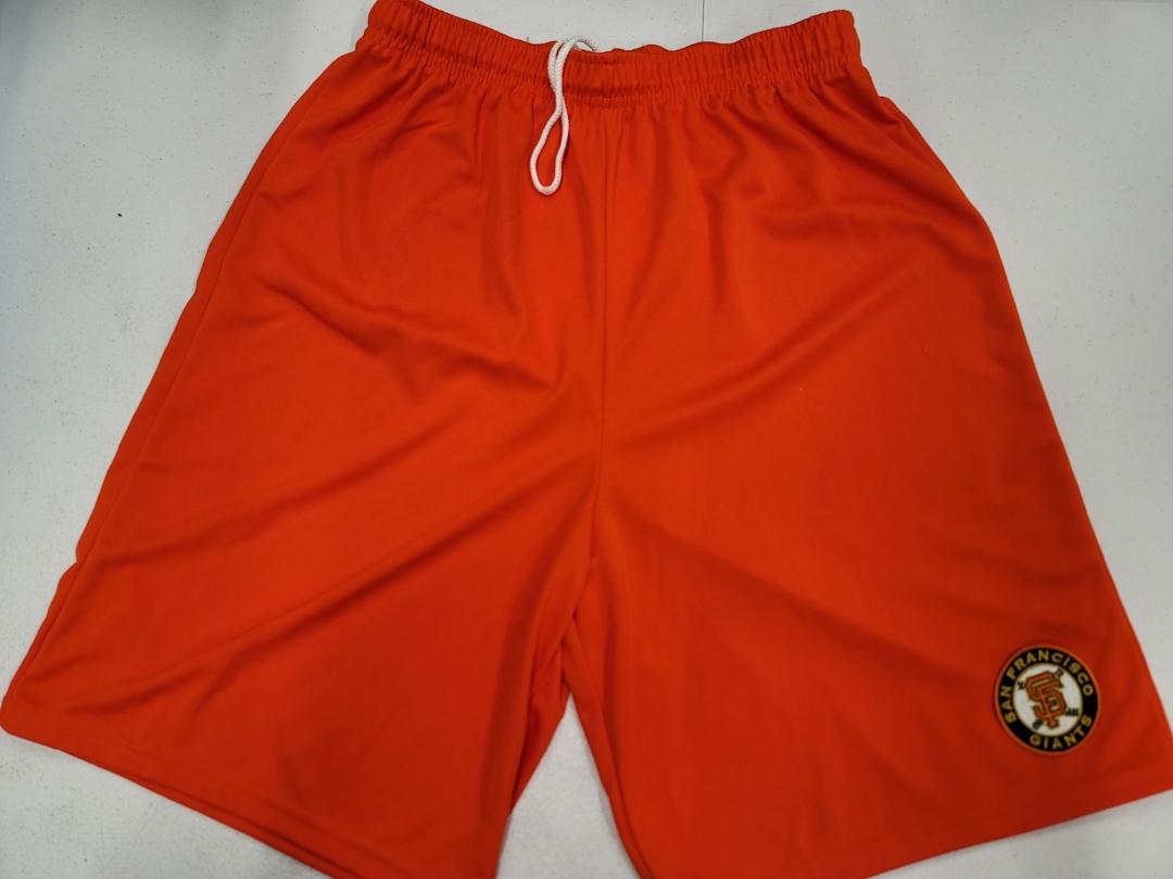 Mens MLB SAN FRANCISCO GIANTS Moisture Wick Dri Fit Embroidered Logo SHORTS ORANGE